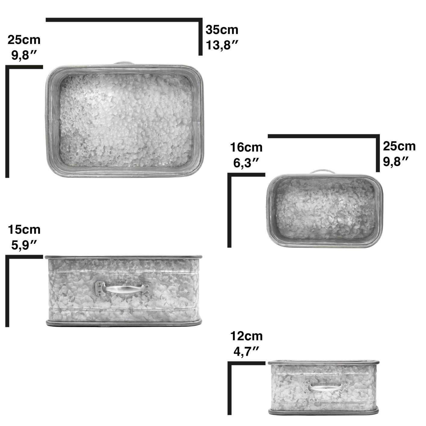 metallkisten aufbewahrung 2er Set Metallbox Kiste mit Henkel, zur Aufbewahrung, Regal, Deko oder